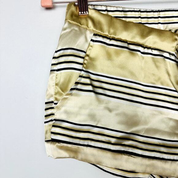 Free People Soft Satin Striped Drawstring Button Fly Shorts Size Medium - Picture 2 of 6